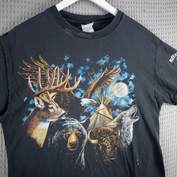 Waterton Park Canada Wildlife Bear Wolf Eagle Tee Faded - Picture 3 of 8